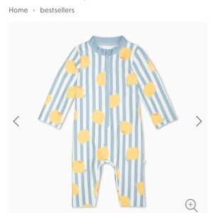 Mori baby Lemon print swimsuit and hat, 12-18 months